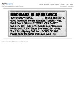 1990-09-22  and 23 Madigans in Brunswick-Melbourne-Australia
