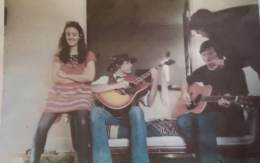 1972-xx-xx -or 1973-Lauren Chandlee Bronco Cadenhead Newcombe TVZ and Guy Clark at Bitey