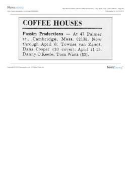 1973-04-05  until 08 Passim Productions Coffeehouse-Cambridge-MA
