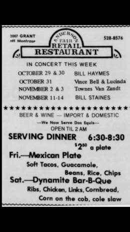 1976-11-02  and 03 Anderson Fair Restaurant-Houston-TX