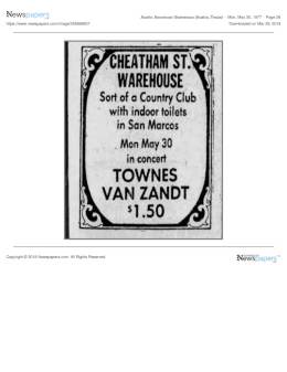 1977-05-30  Cheatham Street Warehouse-Guadeloupe County-Austin