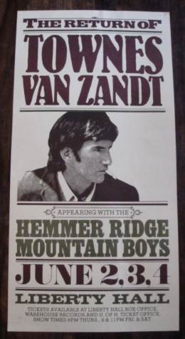 1977-06-02  03 and 04-townes-van-zandt-liberty-hall-poster
