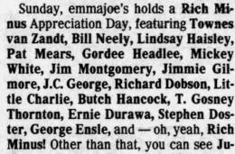 1982-01-17  Rich Minus Appreciation day at Emma Joes-Austin-TX