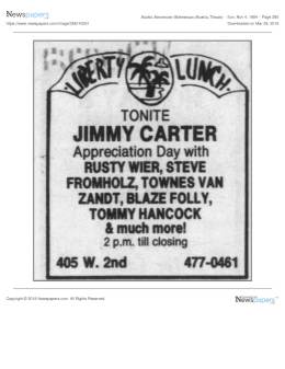 1984-11-04  Jimmie Carter appreciation day at Liberty Lunch-Austin-TX