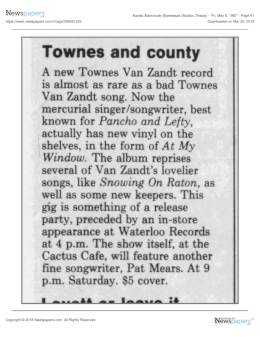1987-05-09  Waterloo Records Instore-Austin-TX