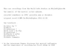 1992-xx-xx -World Cafe Studios for NPR fm