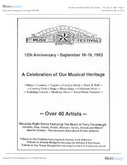 1993-09-19  Texas Heritage Music Festival at the Shreiner College-Kerrville-TX