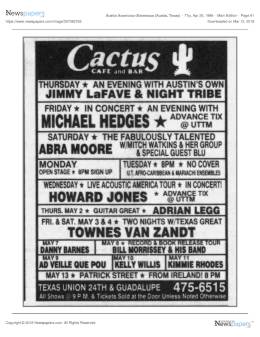 1996-05-03  and 04 Cactus Cafe-Austin-TX