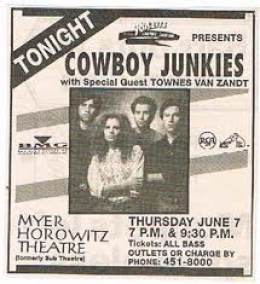 1990-06-07  Poster Cowboy Junkies and TvZ