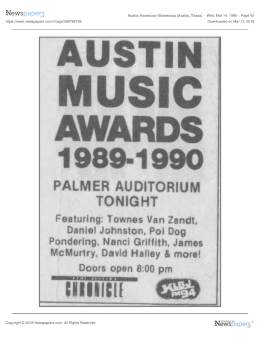 1990-03-14 Austin Music Awards at the Palmer Auditorium-Austin-TX