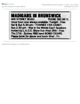 1990-09-22 and 23 Madigans in Brunswick-Melbourne-Australia