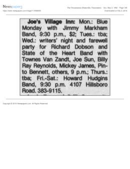 1992-05-06 Joes Village Inn-Nashville-TN