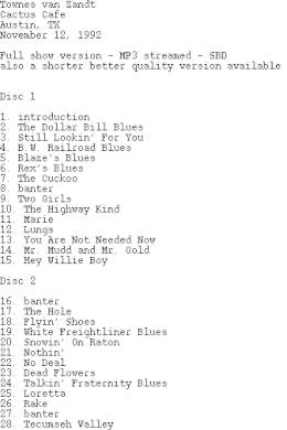 1992-11-12 the Cactus Cafe-Austin-TX