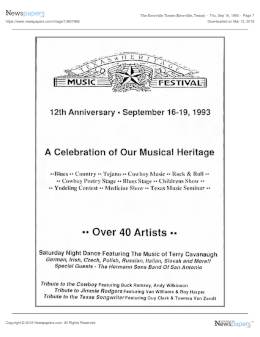 1993-09-19 Texas Heritage Music Festival at the Shreiner College-Kerrville-TX