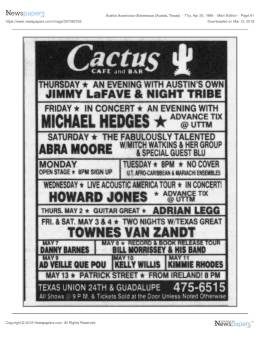 1996-05-03 and 04 Cactus Cafe-Austin-TX